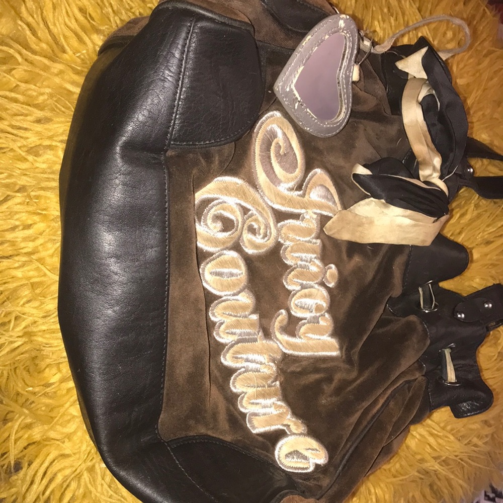 Brown/ Tan velour & leather Juicy Couture medium hobo handbag